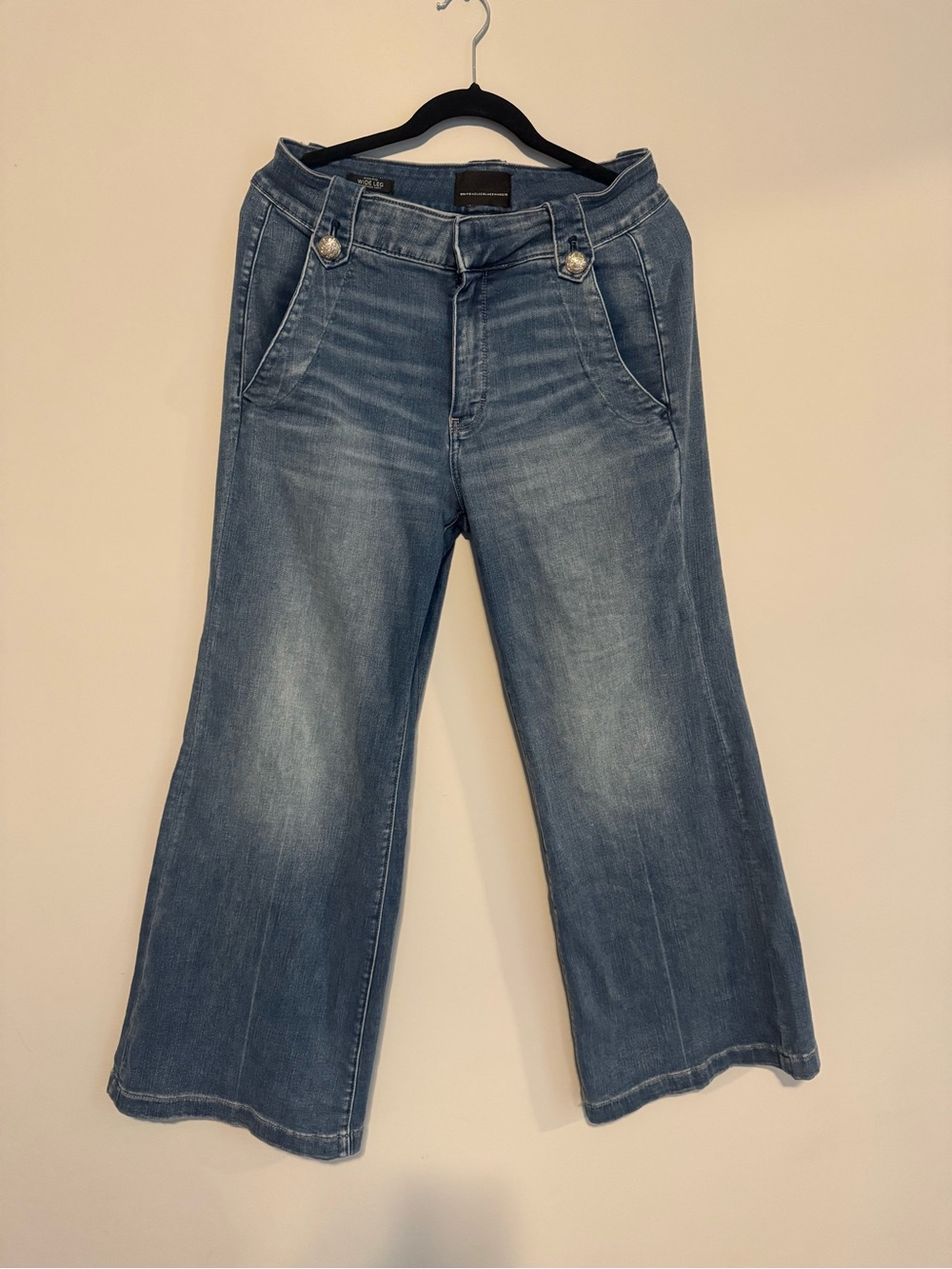 White House Black Market (WHBM) High Rise Wide Leg Jeans Size 10 Blue Denim